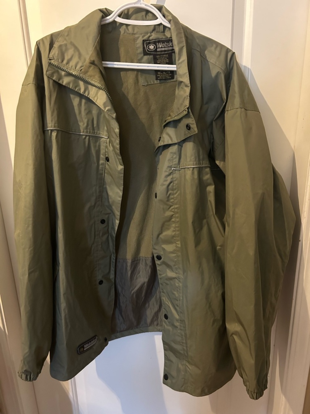 Men's Olive Green Wetskins Lightweight Rain Jacket - XL